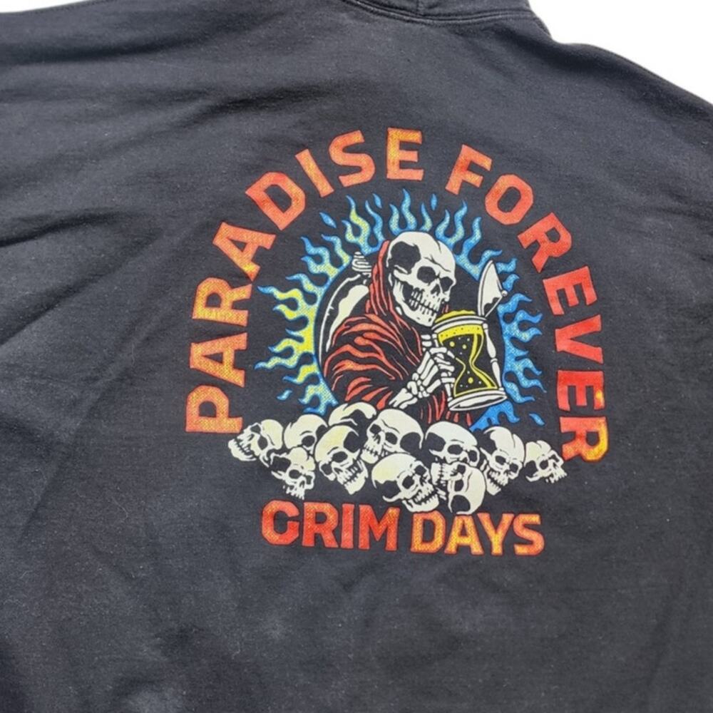 Grim Days Hoodie Men XL Graphic Skull GrimReaper Sweatshirt Paradise Forever Y2K